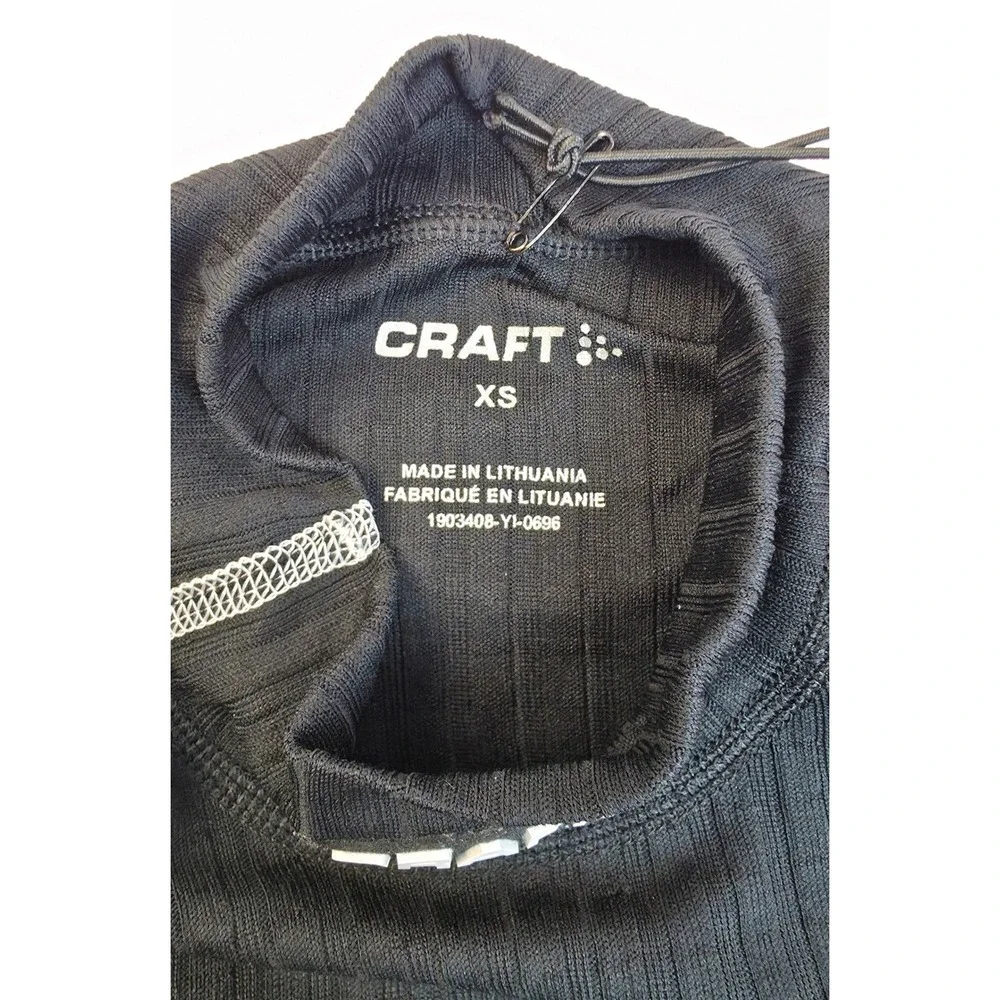 Craft Active Extreme CN Base Layer Top XS Black Ribbed Mock Neck Nwt